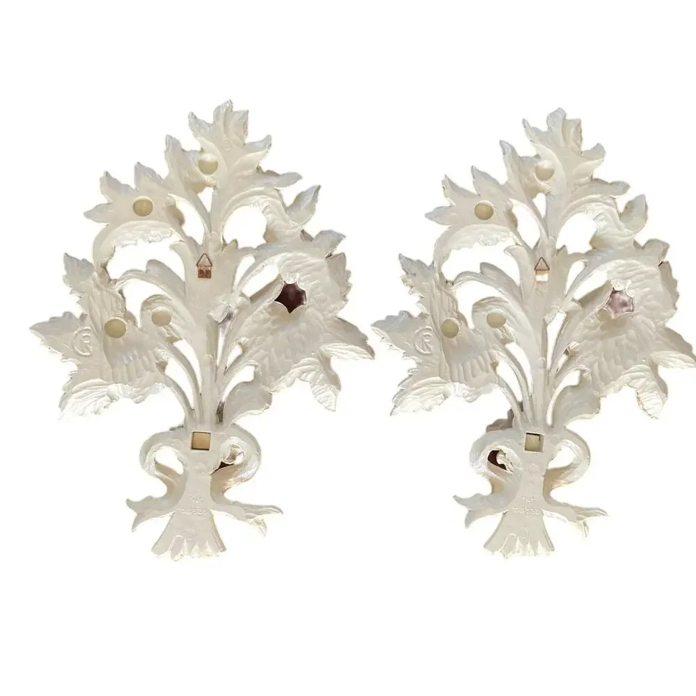 Vintage EuroMarchi Italy‎ Gold Gilt Floral Wall Decor Hollywood Regency Set Pair